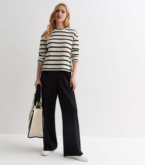 Cream Stripe Pointelle Knit...