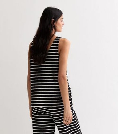 Black Stripe Ribbed Jersey V...