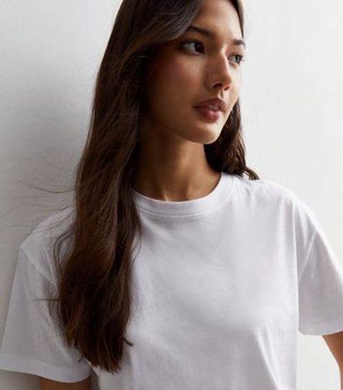 White Boxy Cotton T-Shirt New...