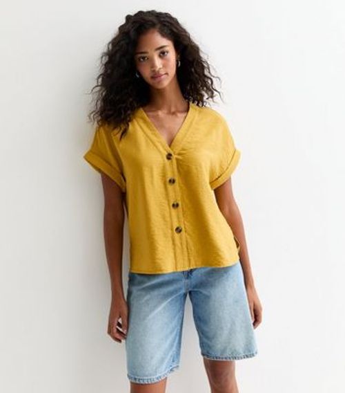 Yellow Button Front Blouse...