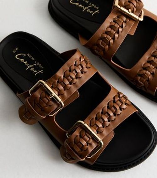 Tan Plaited Chunky Sliders...