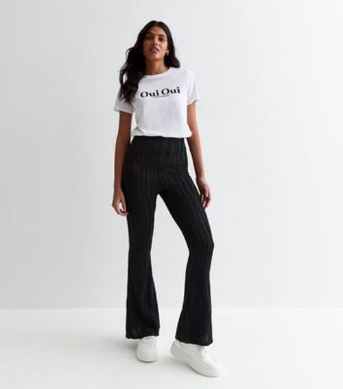 Cameo Rose Black Flower Corsage Flared Trousers