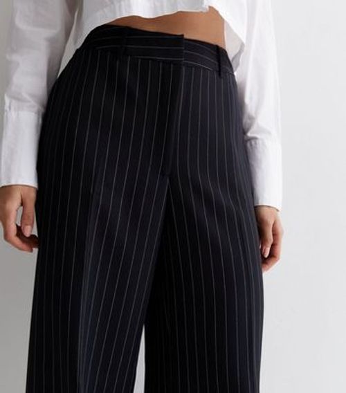 Black Pinstripe Wide Leg...