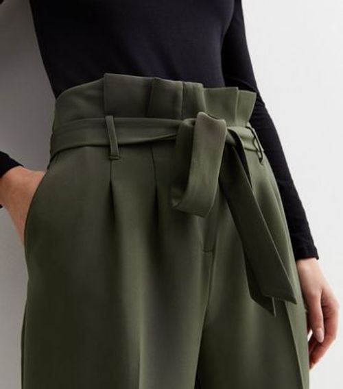 Khaki High Waist Paperbag...