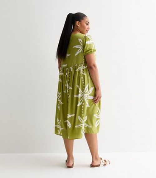 Curves Green Palm Tree-Print...