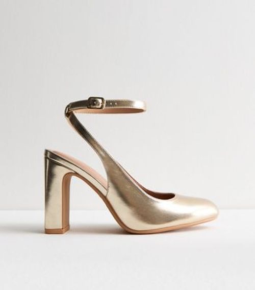 Wide Fit Gold Block Heel...