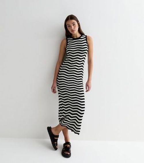 Black Stripe Knit Sleeveless...