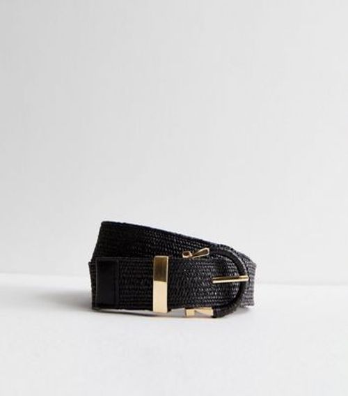 Black Raffia Buckle Belt New...