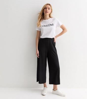 Black wide leg trousers new look deals