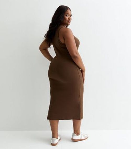 Curves Brown Ribbed Racer...