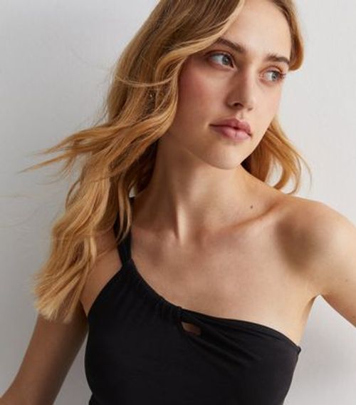 Black One Shoulder Bodysuit...