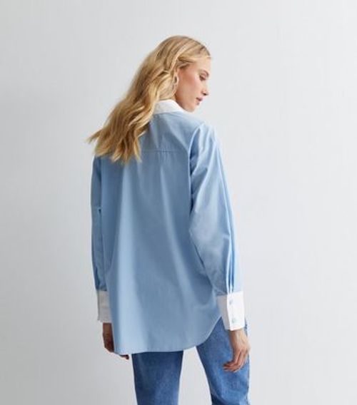 Pale Blue Cotton Contrast...