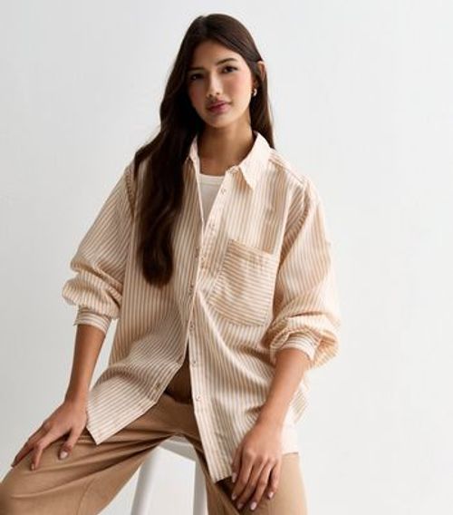 Camel Stripe Oversized Shirt...