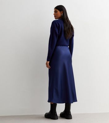 Navy bias cut skirt top