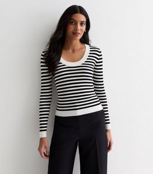 JDY Black Stripe Ribbed Knit...