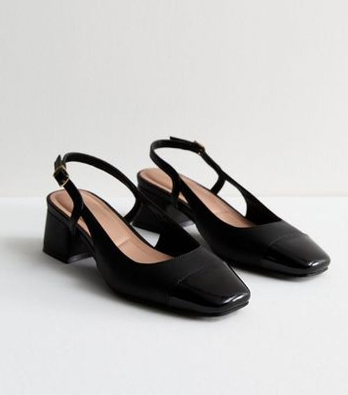 Black Leather-Look Slingback...