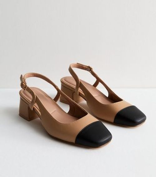 Camel Leather-Look Slingback...