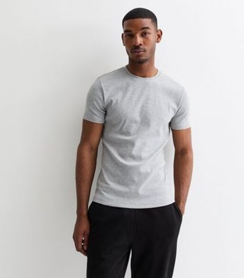 Men's Grey Marl Ribbed Muscle...