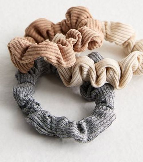 5 Pack Ribbed Hair Scrunchies...