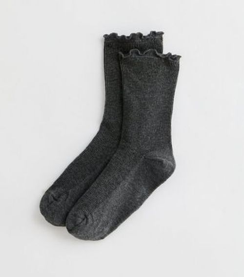 Grey Frill Trim Tube Socks...