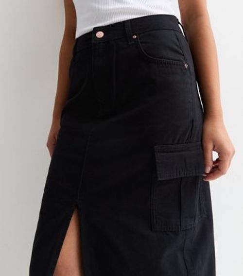 Petite Black High Waist Cargo...