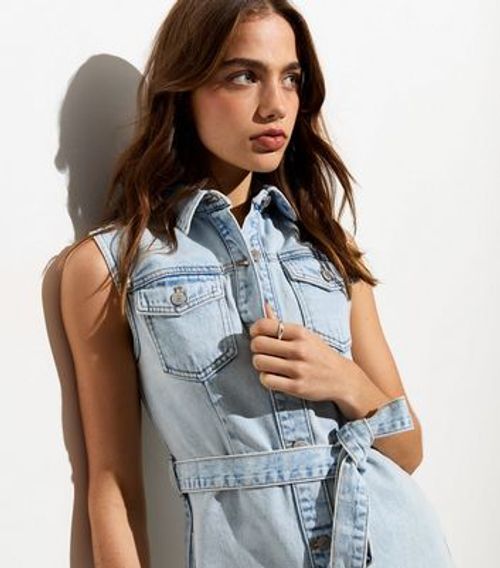 Pale Blue Denim Sleeveless...