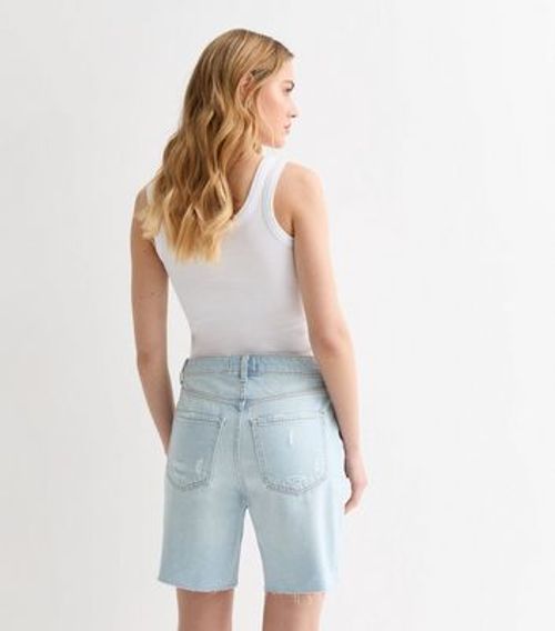 Pale Blue High Waist Bermuda...