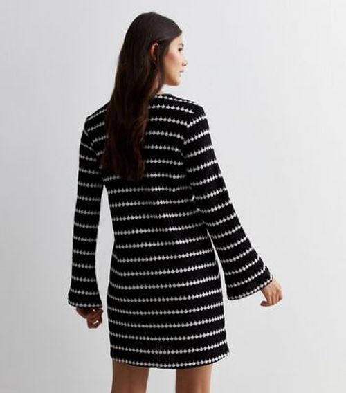 Black Stripe Knit Mini Dress...