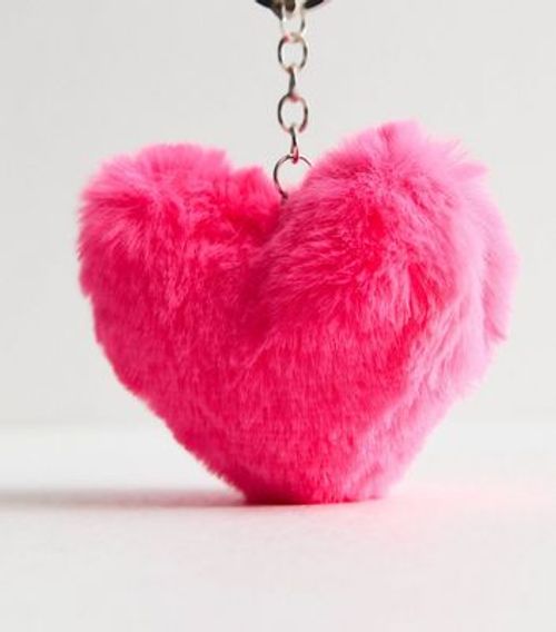 Bright Pink Faux Fur Heart...