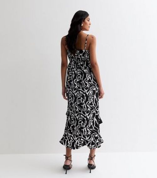 Black Abstract Print Strappy...