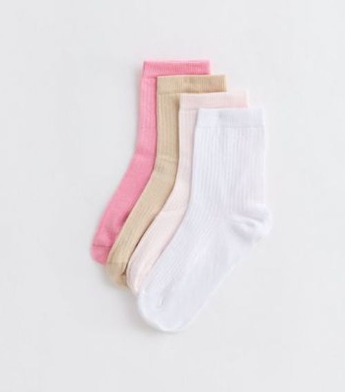 Pink 4-Pack Rib Tube Socks...