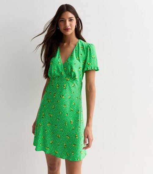 Green Lemon Print Frill...