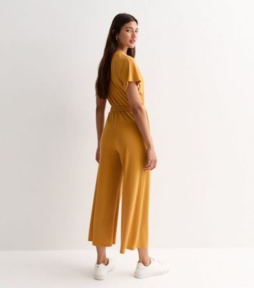 Mustard Ribbed Wrap Jumpsuit...