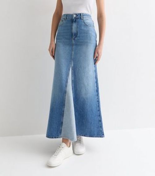 Blue Denim High Waist Spliced...