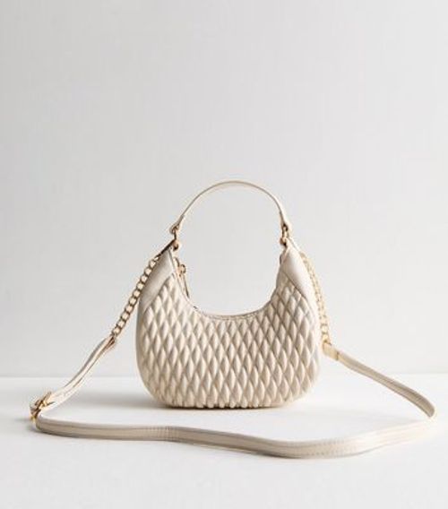 Cream Leather-Look Quilted...