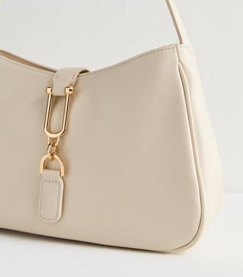 Cream Leather-Look Shoulder...