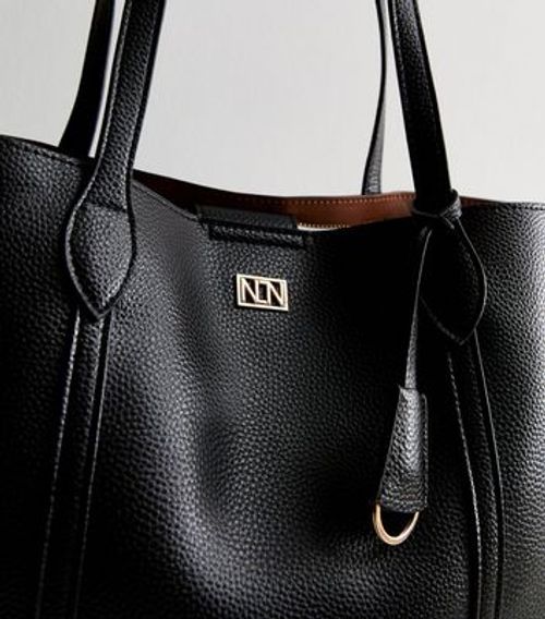 Black Leather-Look Tote Bag...