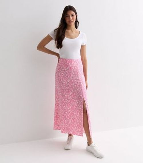 Pink Ditsy Floral Split Hem...