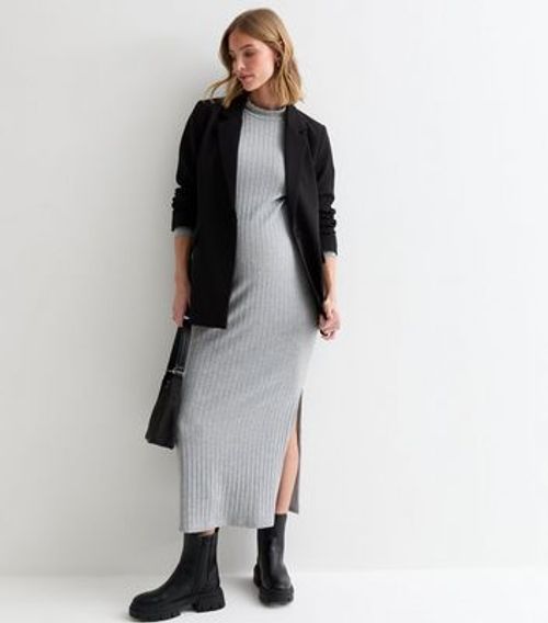 Maternity Grey Ribbed Knit...