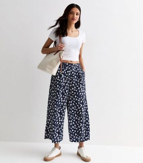 Navy Floral Wide Leg Crop...