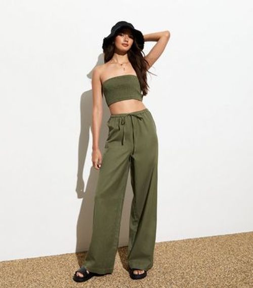 Olive High Waist Wide Leg...