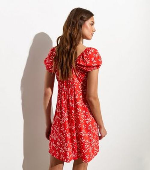 Red Floral Print Milkmaid...