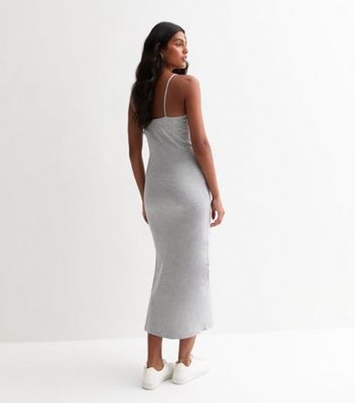 Grey Cotton Strappy Split Hem...