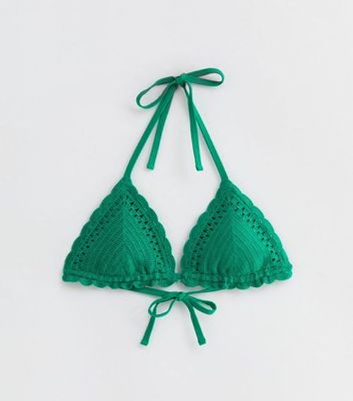 Green Crochet Triangle Bikini...
