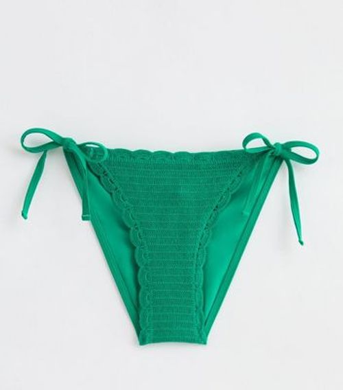 Green Crochet Side-Tie Bikini...