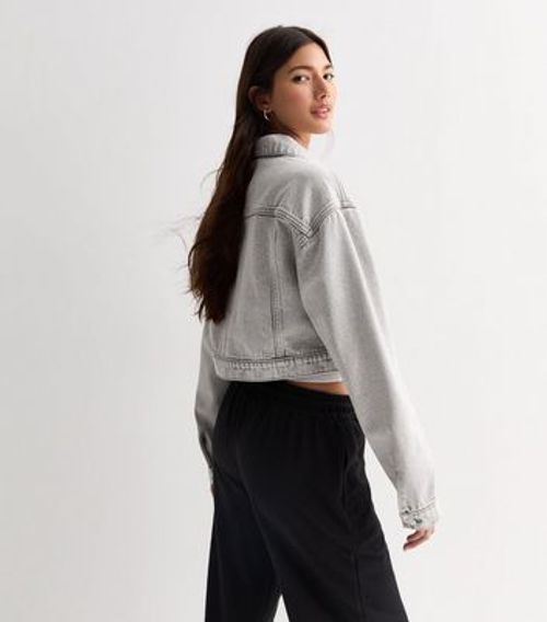 Pale Grey Denim Crop Jacket...