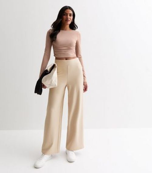 Mink Ribbed Jersey Wide Leg...