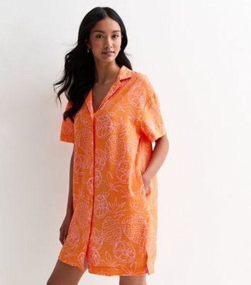 Orange Tropical Fruit Print...