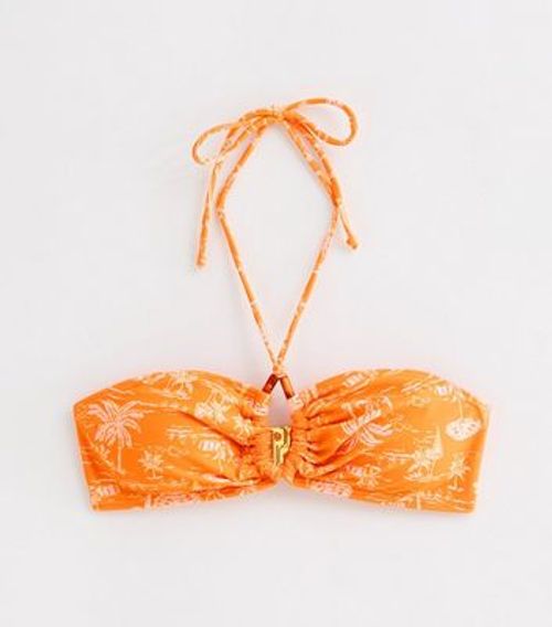 Orange Scenic-Print Bandeau...