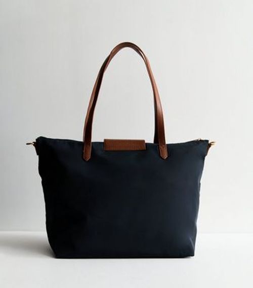 Navy Zip Top Tote Bag New Look